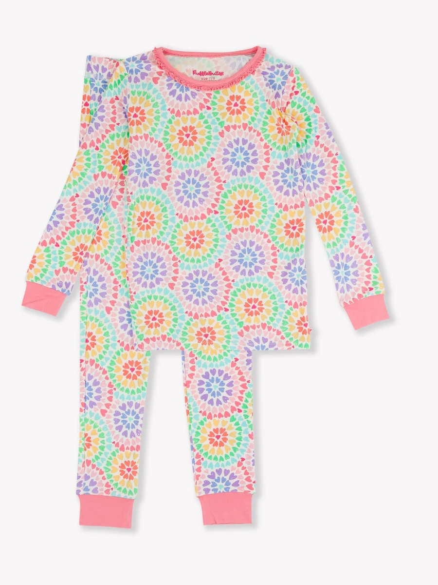 Ruffle Butts - Kaleidoscope Hearts Long Sleeve Pajama Set