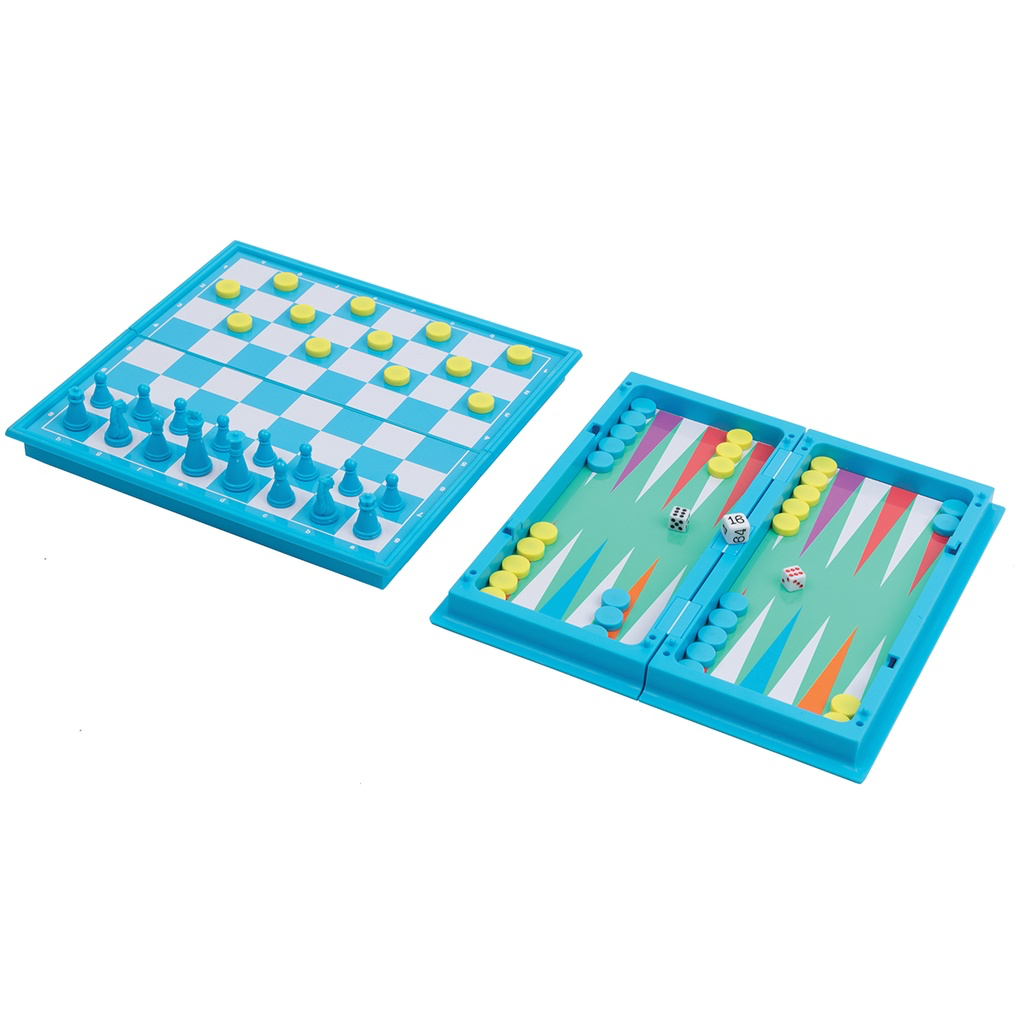 Iscream - 3-IN-1 Chess, Checkers & Backgammon Magnetic Game Set