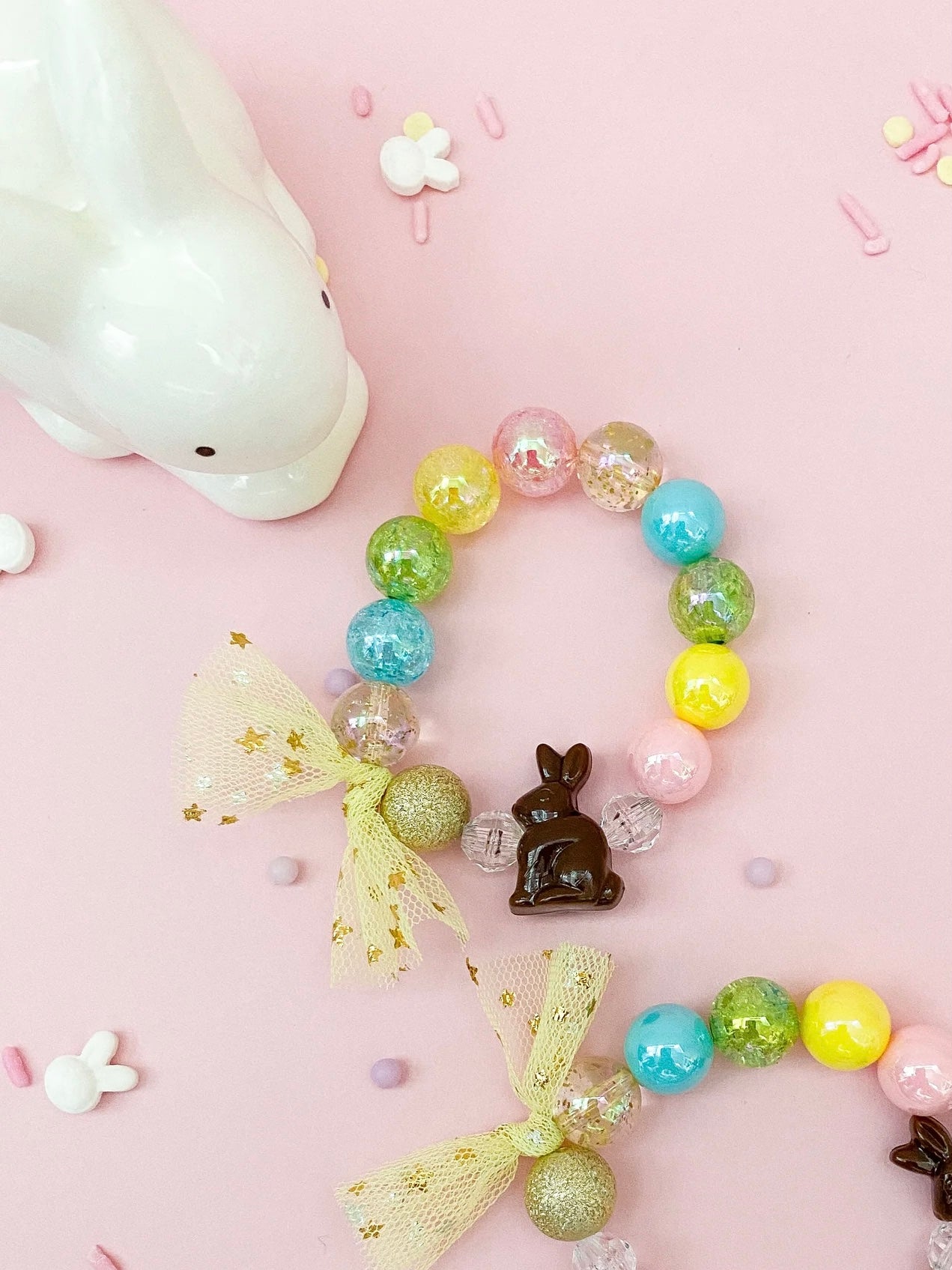 The Rainbow Mermaid - Chocolate Bunny Beaded Bracelet
