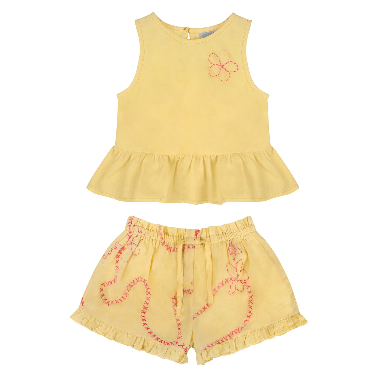 Piglo Kids - Yellow Color Jardin Top and Shorts Set