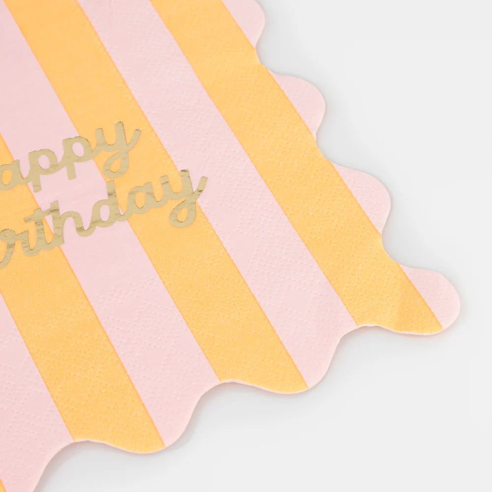 Meri Meri - Stripe Happy Birthday Small Napkins, 16ct.