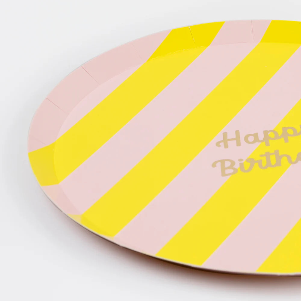 Meri Meri - Stripe Happy Birthday Side Plates, 8ct.