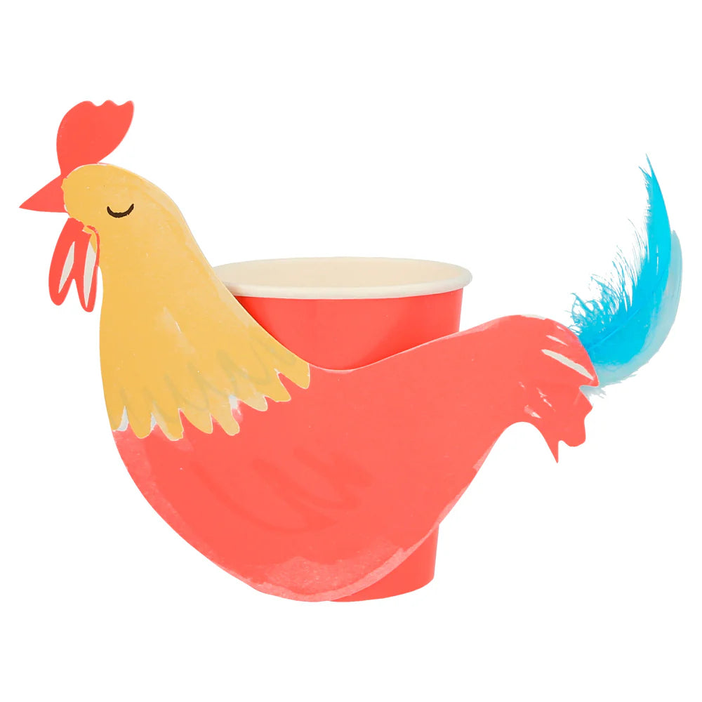 Meri Meri - On The Farm Rooster Cups, 8ct.