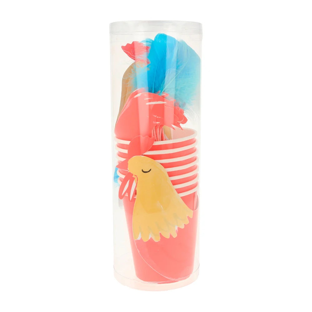 Meri Meri - On The Farm Rooster Cups, 8ct.