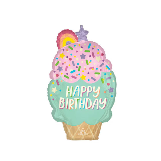 Anagram - Happy Birthday Ice Cream Party Supershape 30” Balloon