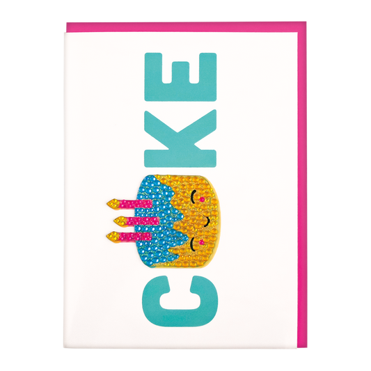 Iscream - Birthday Cake Removable Rhinestone Decal Greeting Card