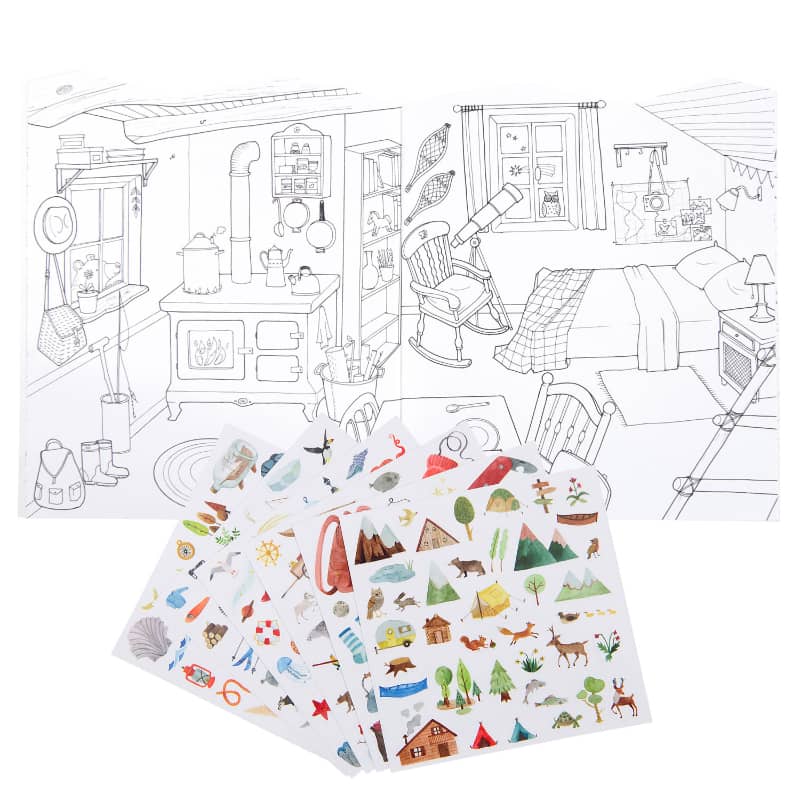 Moulin Roty - Coloring Books & Stickers Explorer Theme