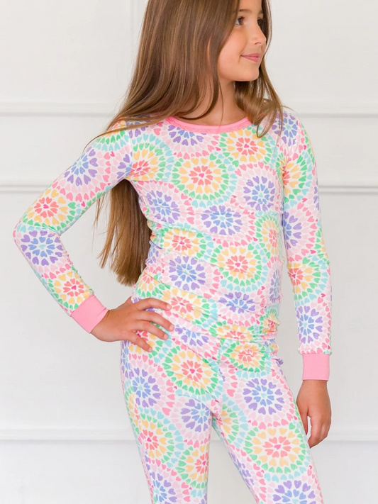 Ruffle Butts - Kaleidoscope Hearts Long Sleeve Pajama Set