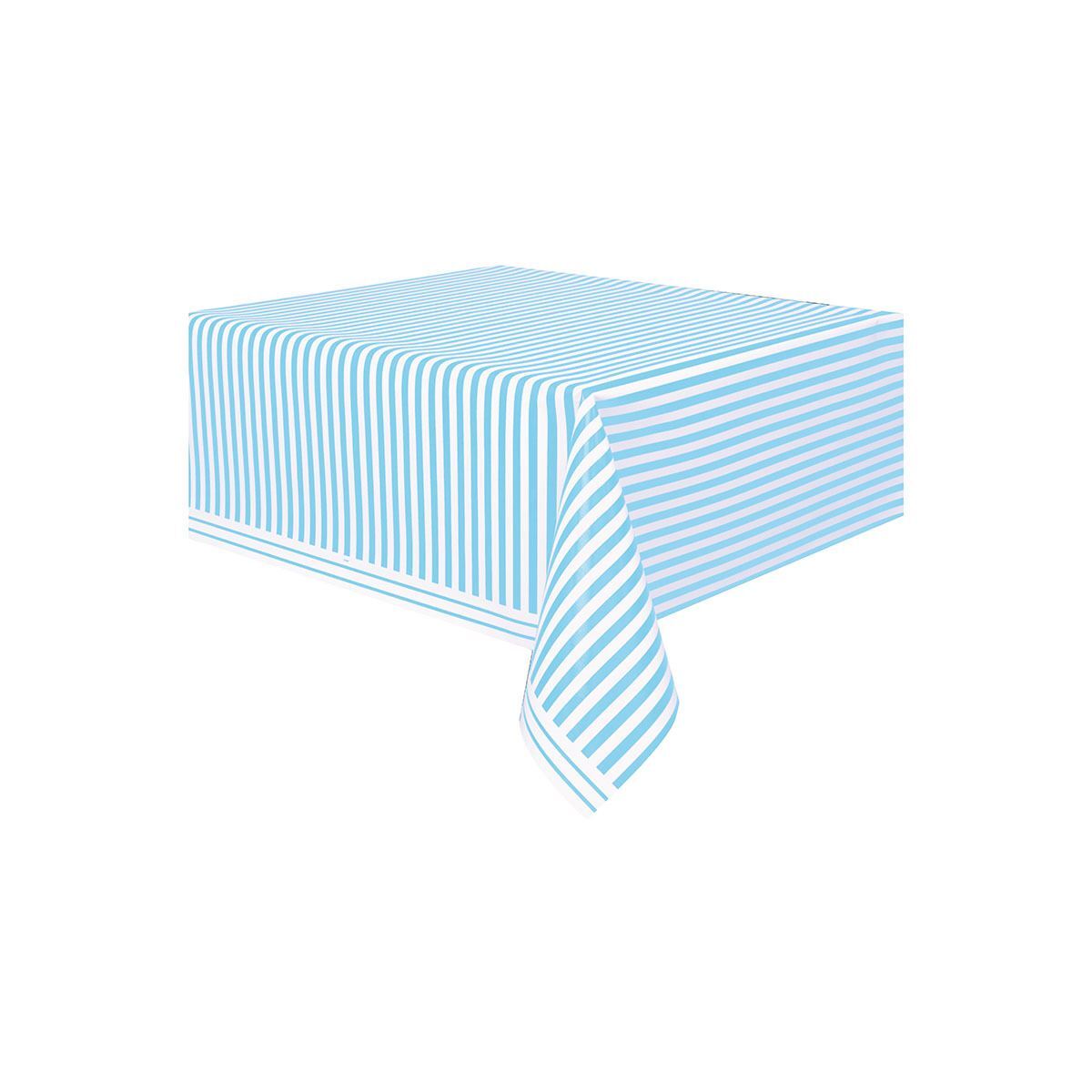 Unique Party - Powder Blue Stripe Plastic Table Cover