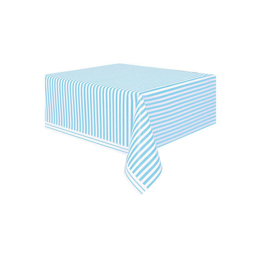Unique Party - Powder Blue Stripe Plastic Table Cover