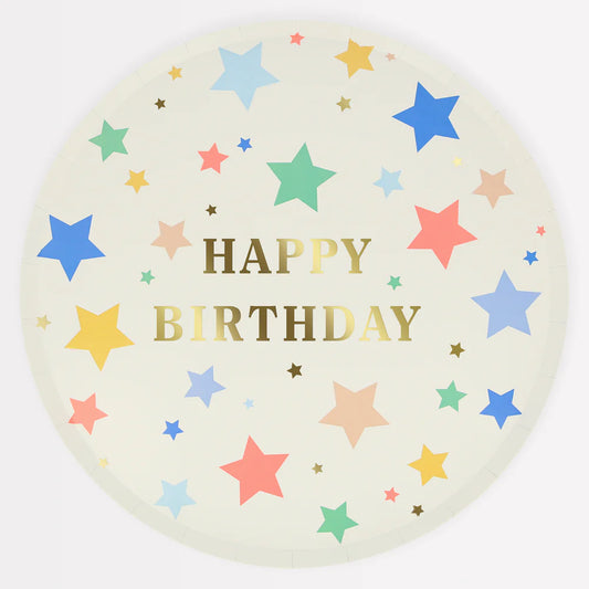Meri Meri - Happy Birthday Stars Dinner Plates, 8ct.