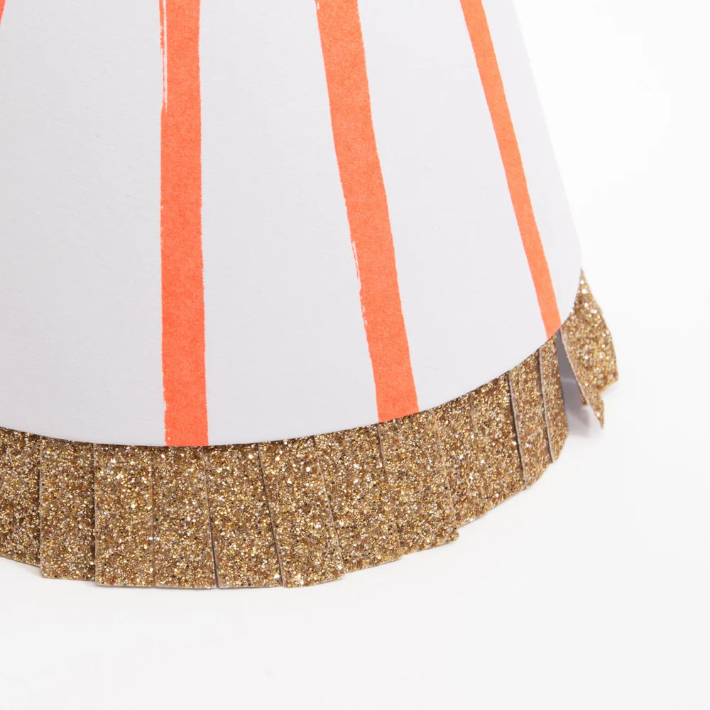 Meri Meri - Stripe Pompom Party Hats, 8ct.